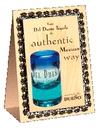 photo of table tent for Del Dueno Tequila