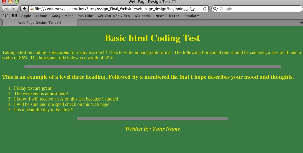 Basic html Coding TEST