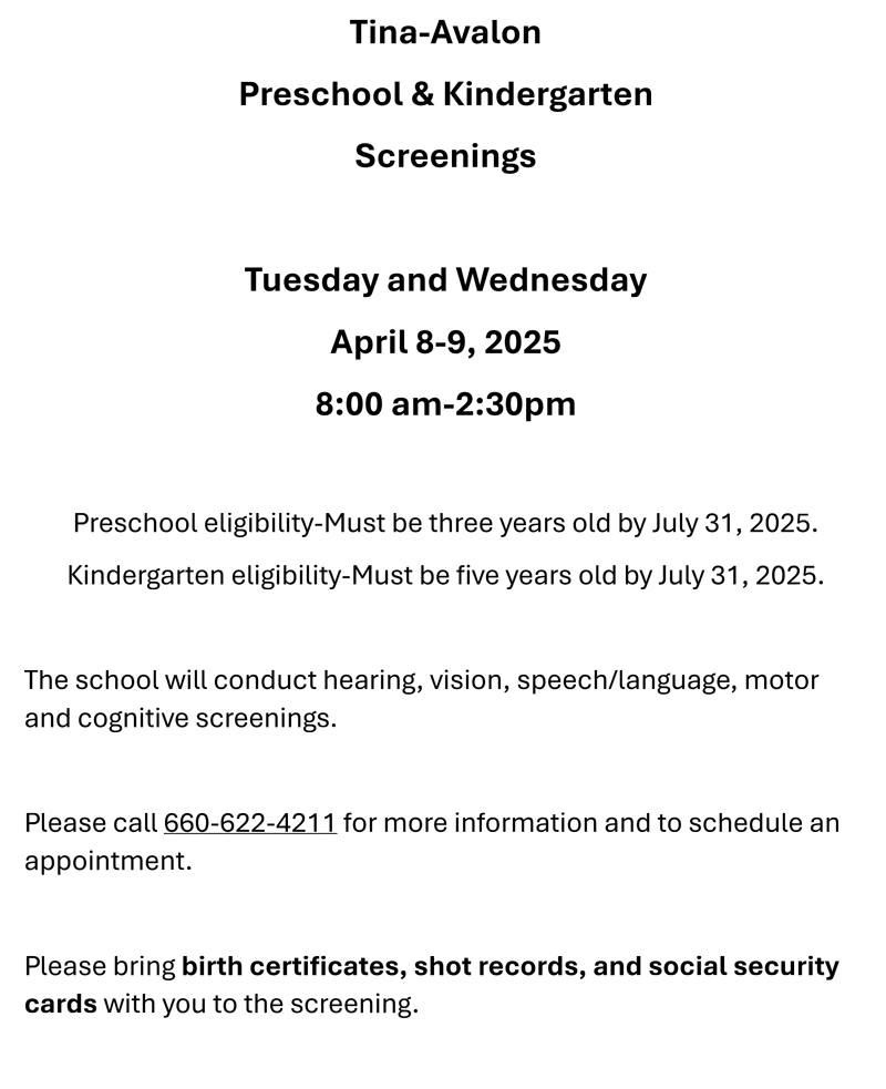 Preschool & Kindergarten ScreeningsPreschool & Kindergarten Screenings