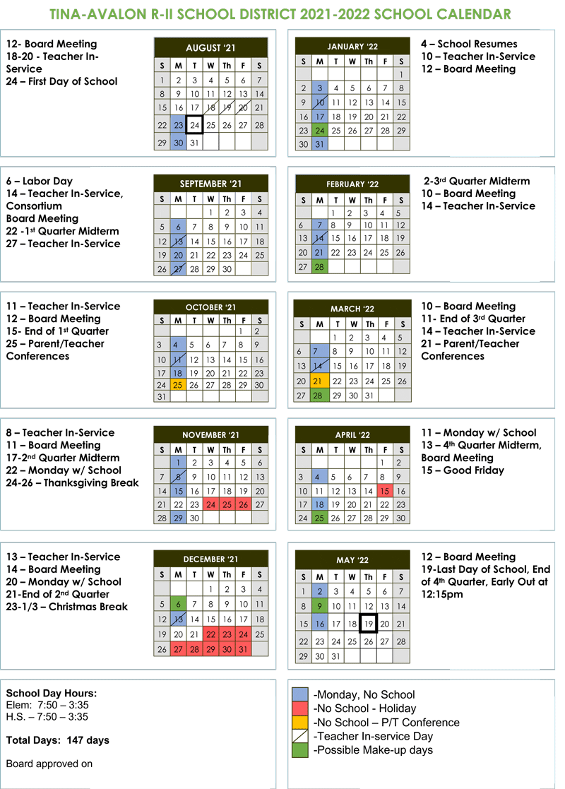 2022 School Calendar