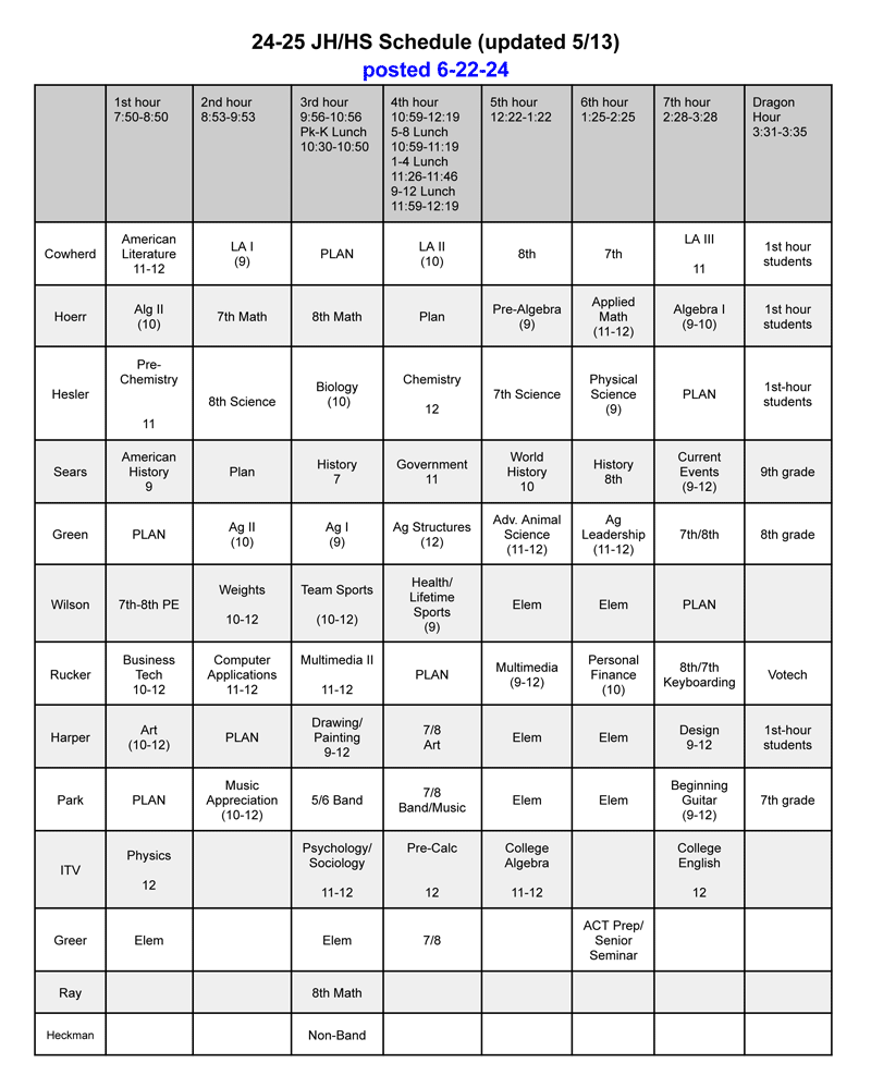 2025 HS Schedule