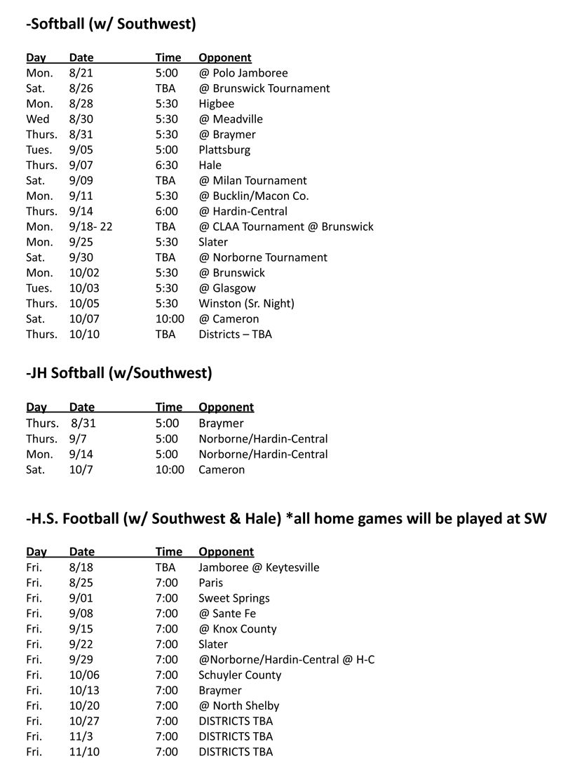 T-A Athletic Schedule p1